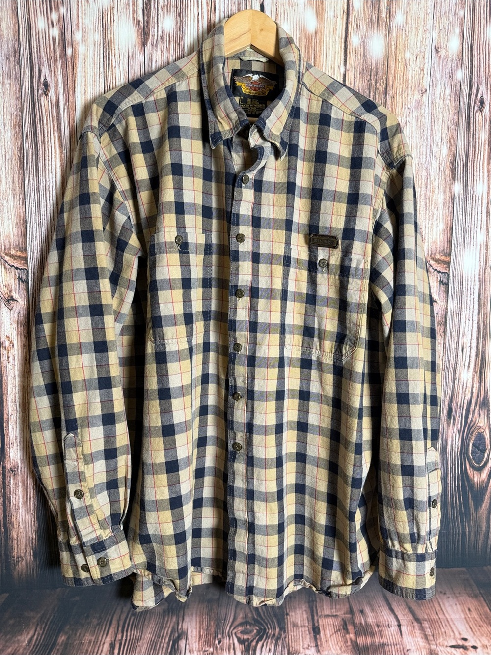 Harley Davidson Button Down Long Sleeve Flannel Shirt Mens Sz XL